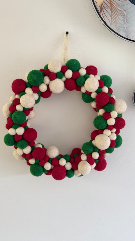 Handmade felt Christmas Pom Wreath