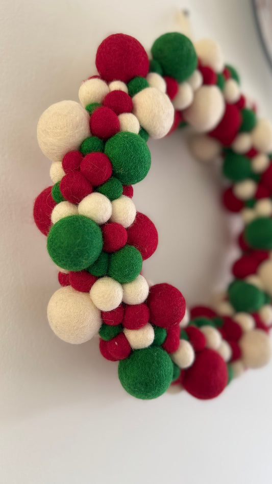 Handmade felt Christmas Pom Wreath
